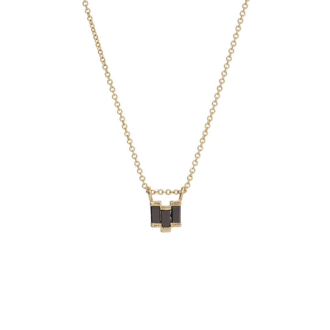 Black Diamond Baguette Step Gold Necklace product image