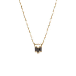 Black Diamond Baguette Step Gold Necklace product image