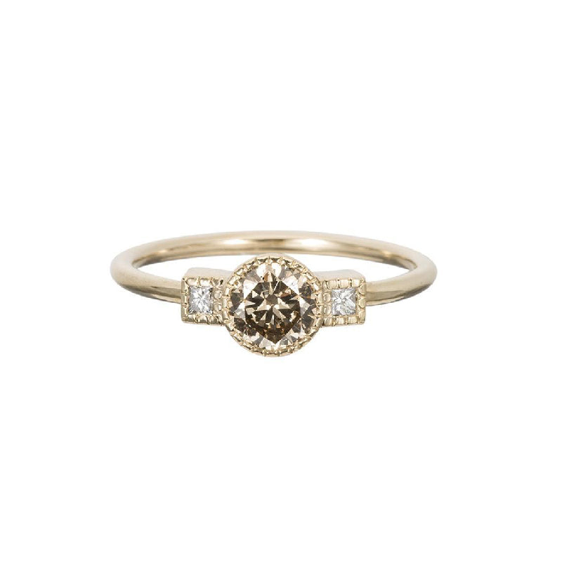 Champagne Diamond Square Ring