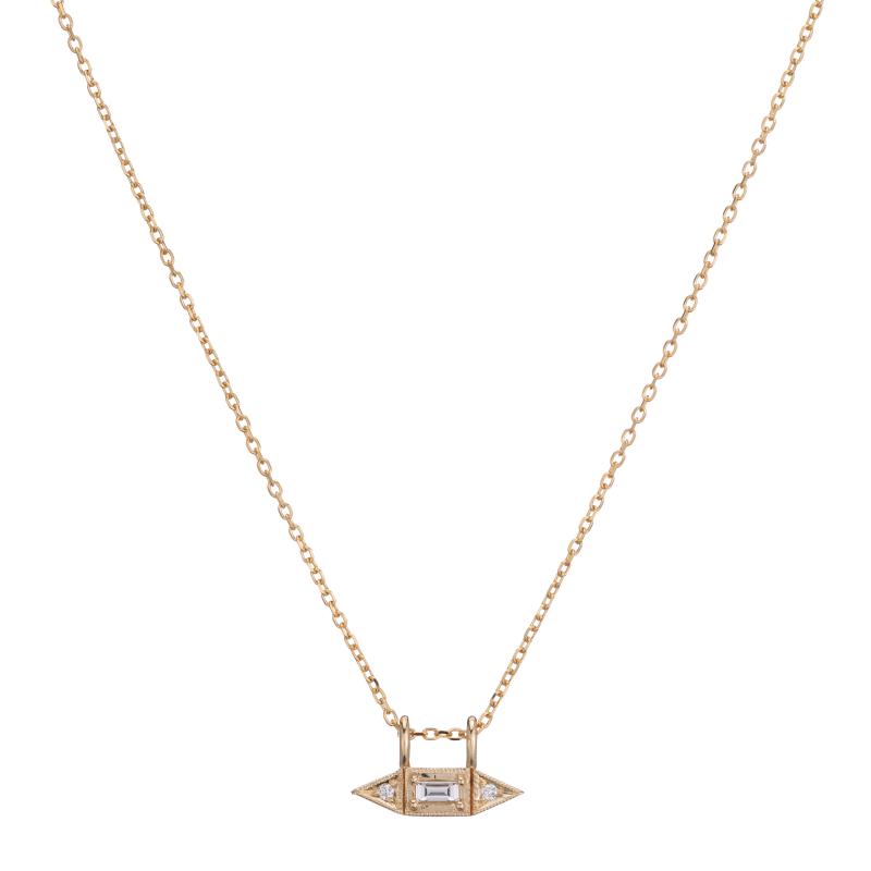 Diamond Baguette Mini Deco Point Necklace (ready to ship option)*