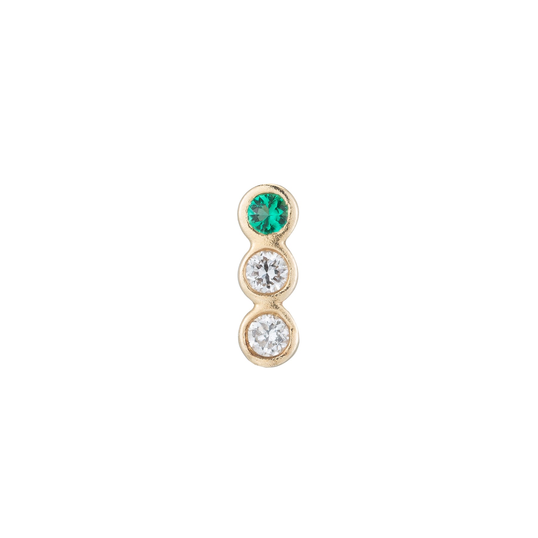 Diamond Emerald 3 Bezel Earring (Single)