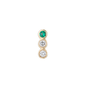 Diamond Emerald 3 Bezel Earring (Single)