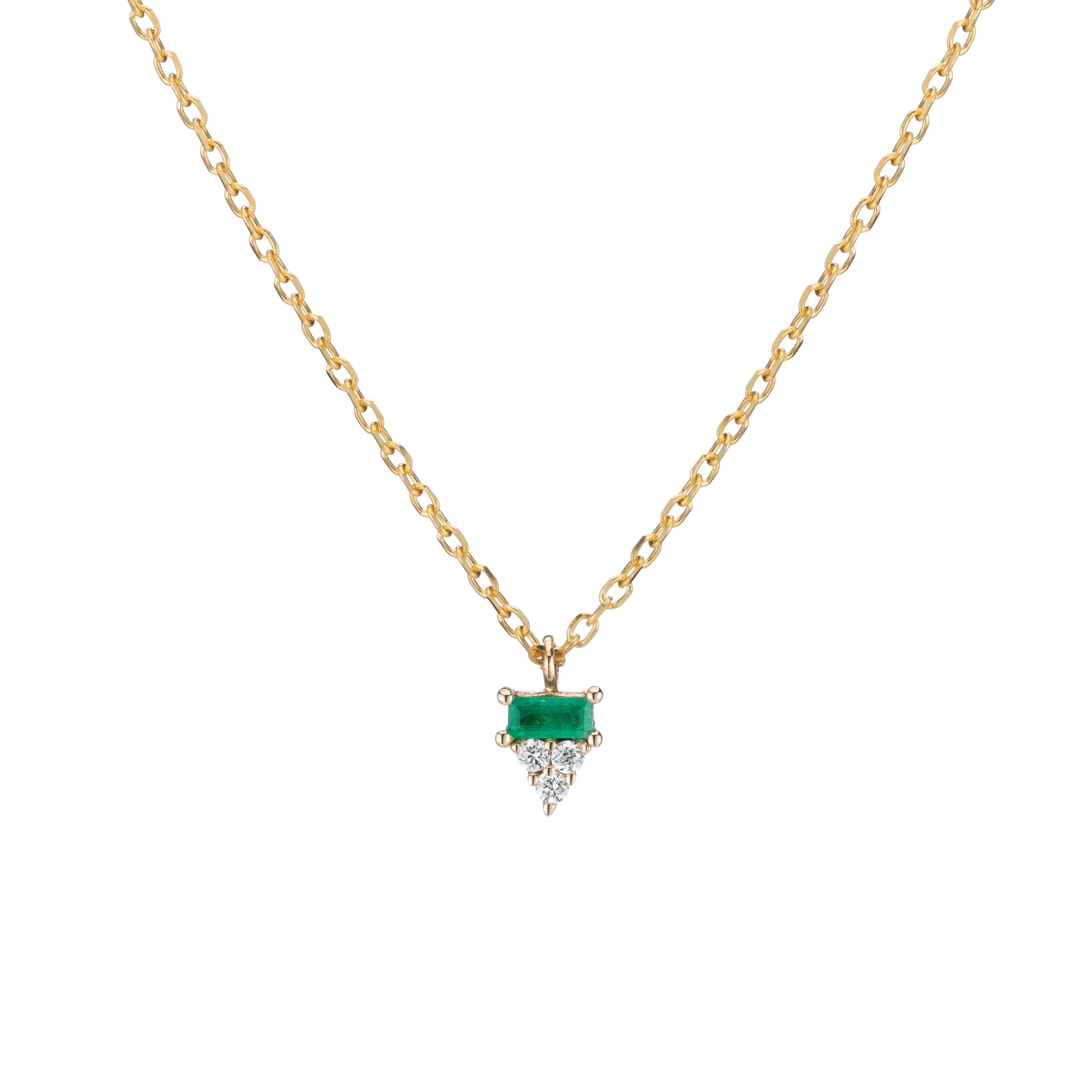 Baguette Cluster Emerald Necklace