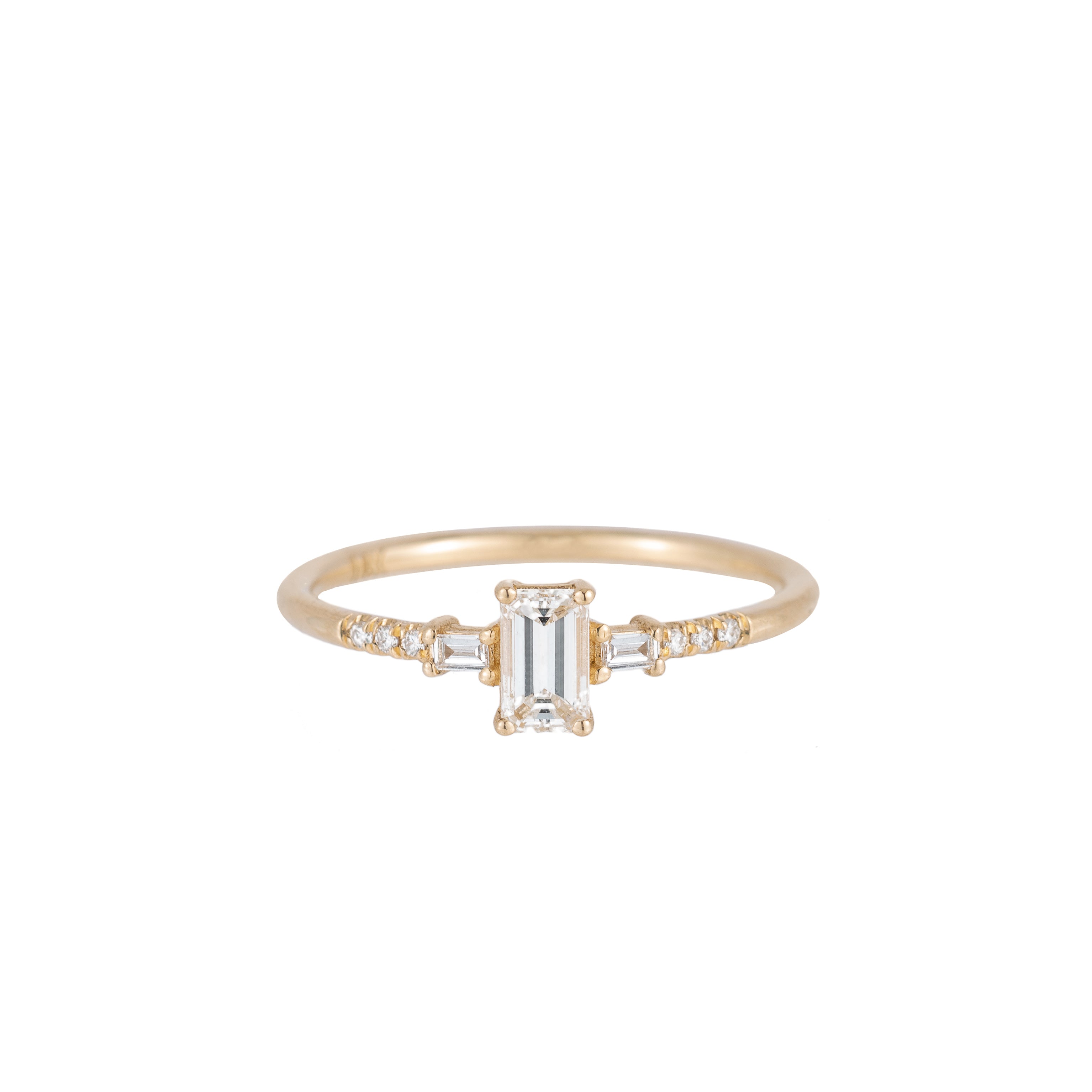 Emerald Cut Diamond Melody Ring