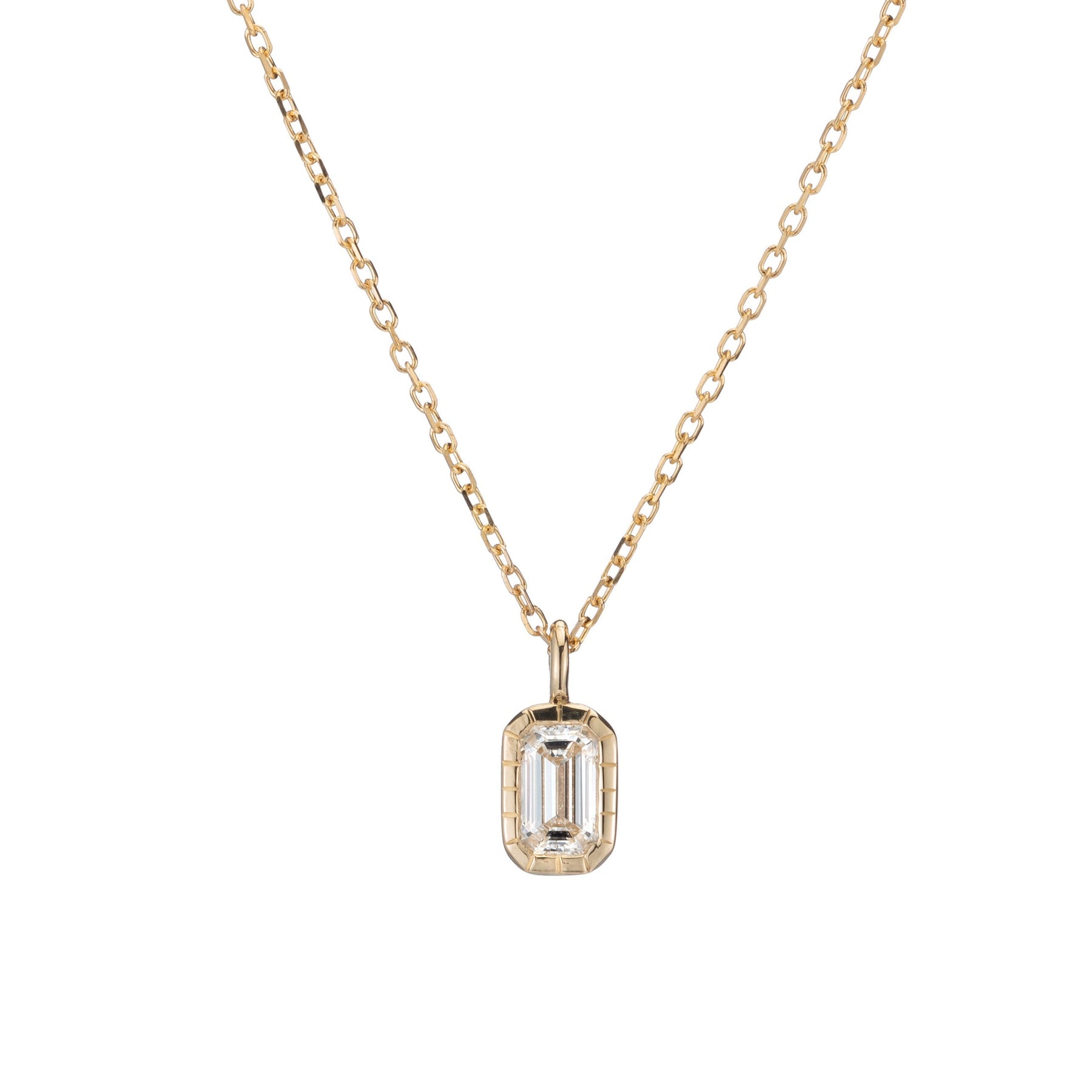 EMERALD CUT DIAMOND WISP NECKLACE