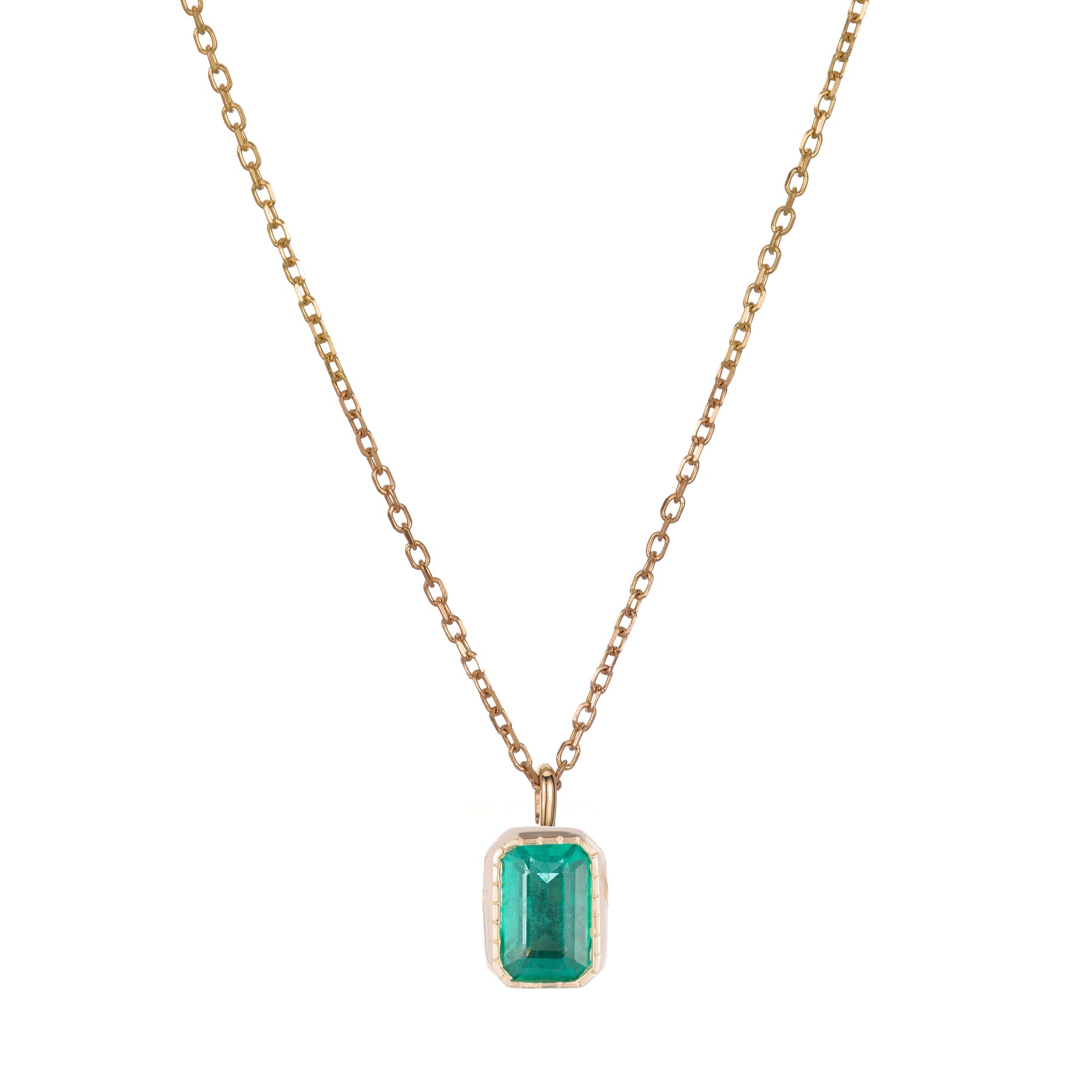 EMERALD CUT EMERALD WISP NECKLACE