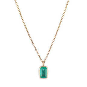 Emerald Cut Emerald Wisp Necklace (ready to ship option)*