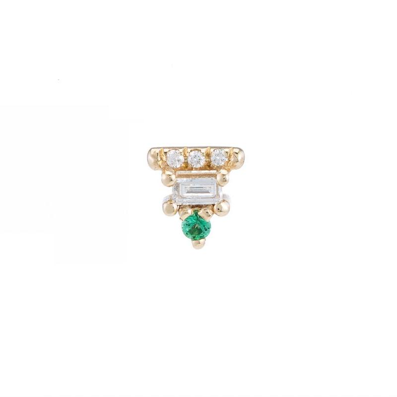 Emerald Baguette Bar Stud (Single)