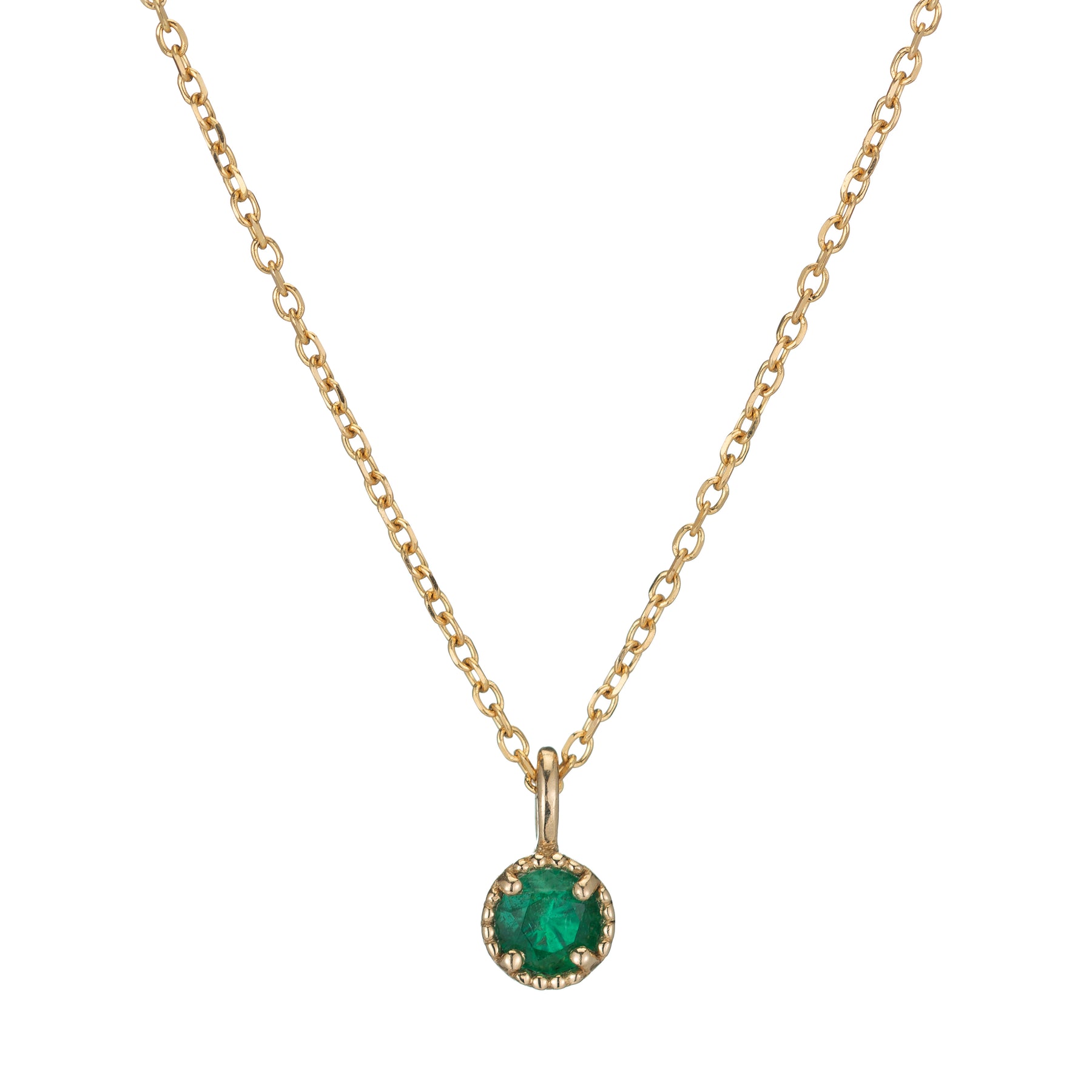 Emerald Milgrain Necklace