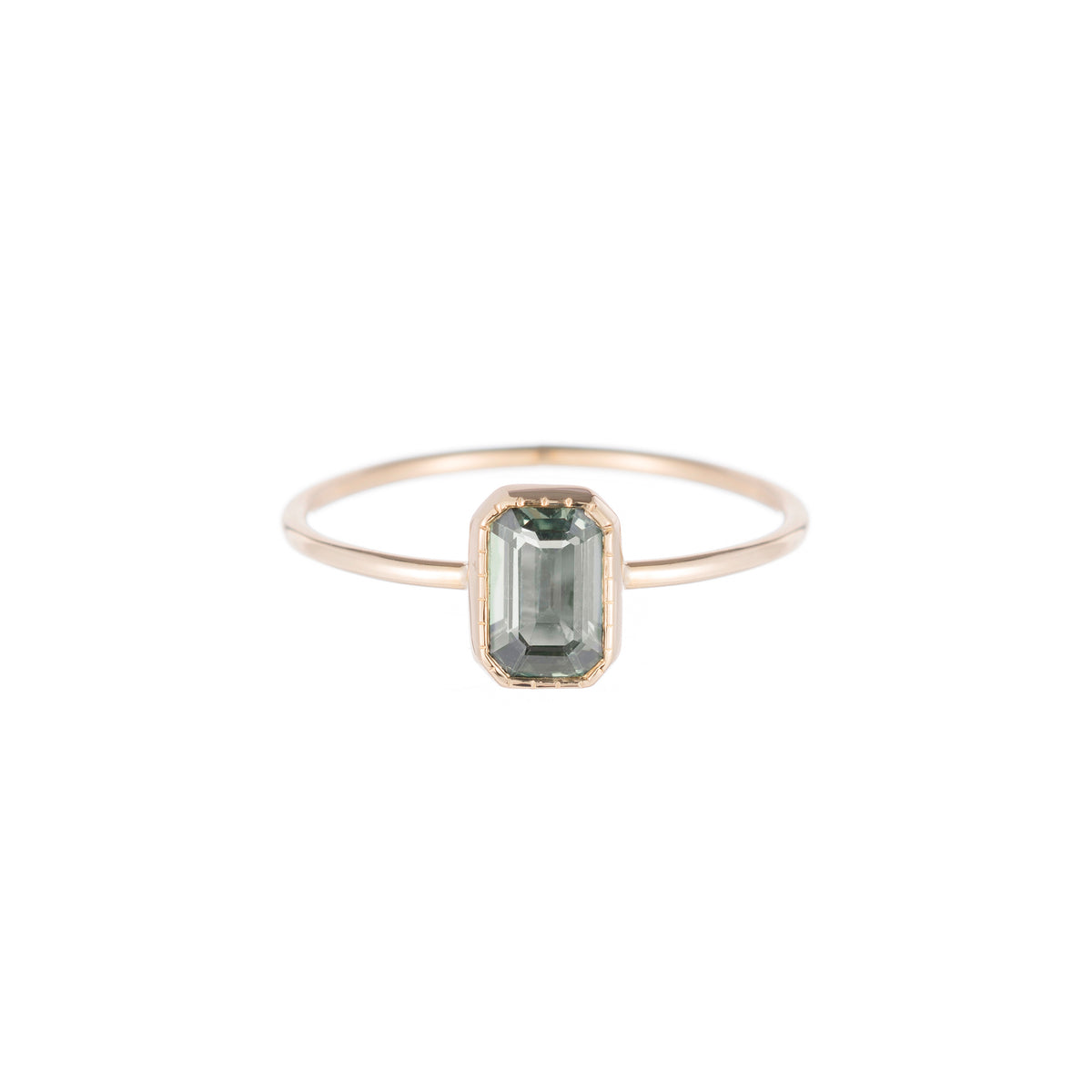 Emerald Cut Green Sapphire Wisp Ring