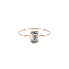 Emerald Cut Green Sapphire Wisp Ring