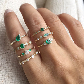 Diamond Emerald Trio Ring