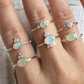 Opal Crown 5 Diamond Ring