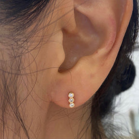 Diamond 3 Bezel Earring (Single)