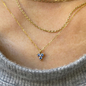 Blue Sapphire Triad Necklace