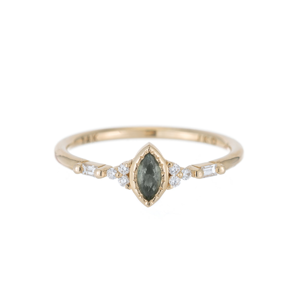 Green Sapphire Marquise Poeme Ring