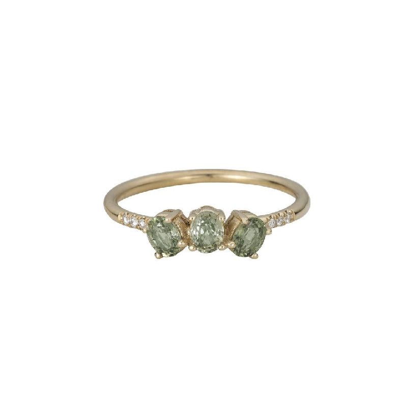 Green Sapphire Fan Ring**