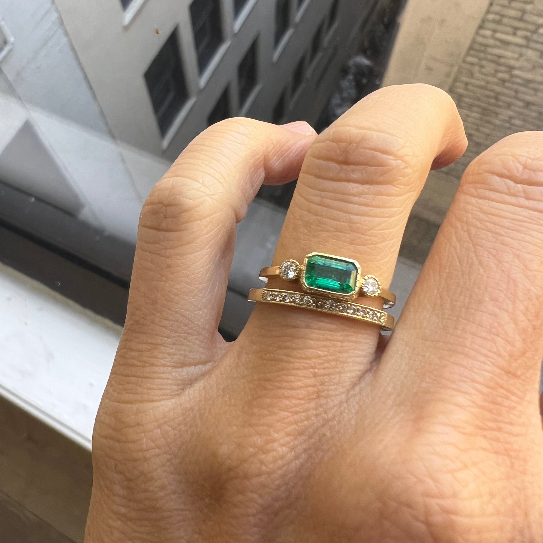 Wednesday Ring in Silver/Emerald – Blue Owl Workshop