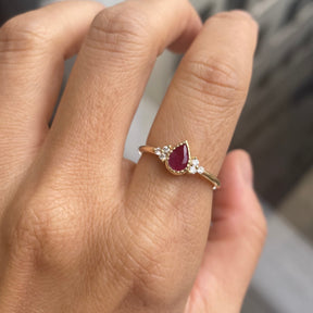 Ruby Pear Diamond Cluster Ring