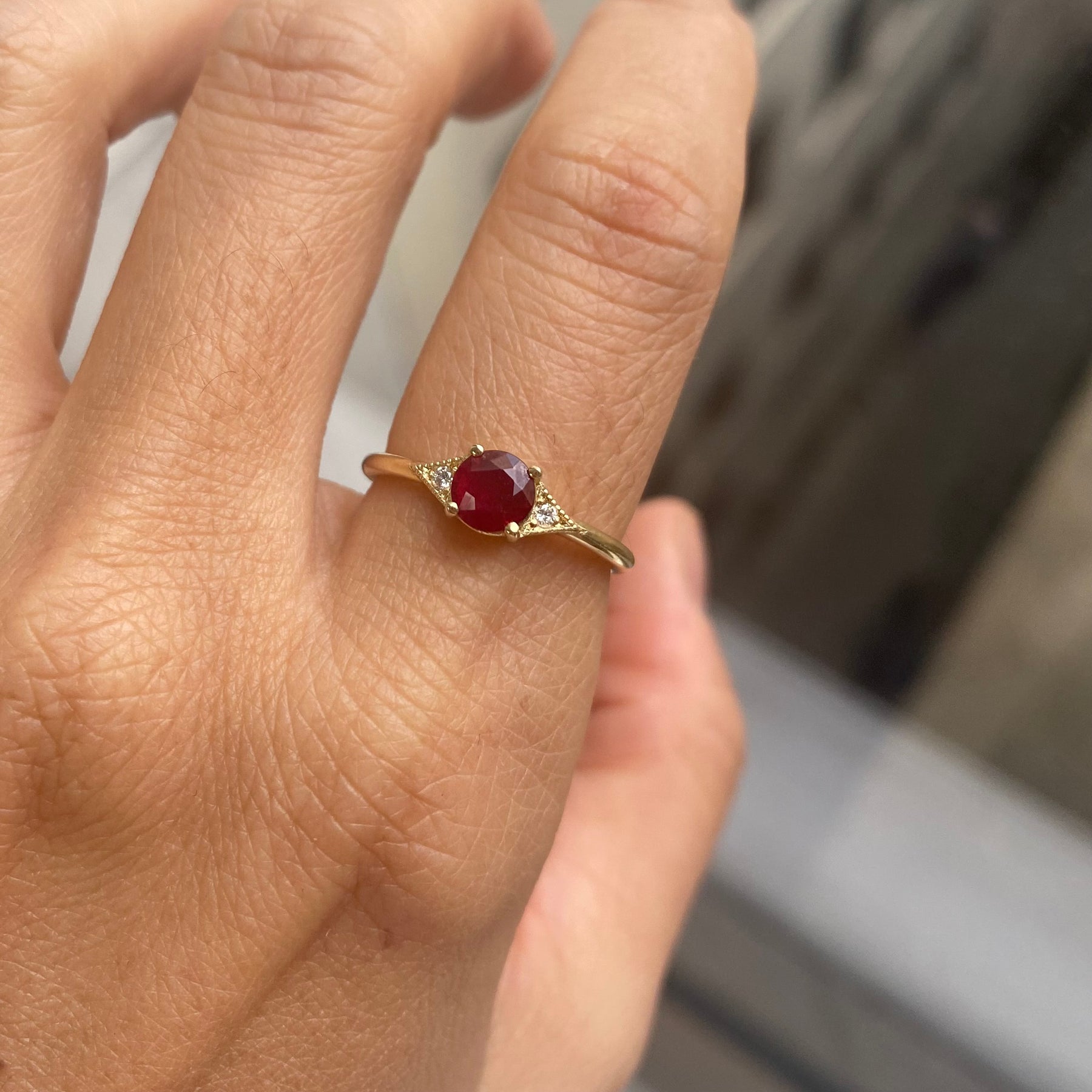 Round Ruby Deco Ring