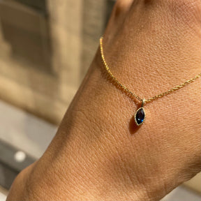 Marquise Blue Sapphire Wisp Necklace