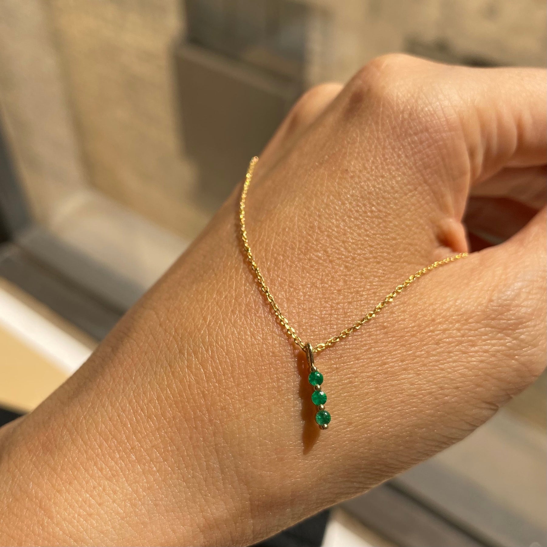 Emerald Stack Necklace (ready to ship option)*