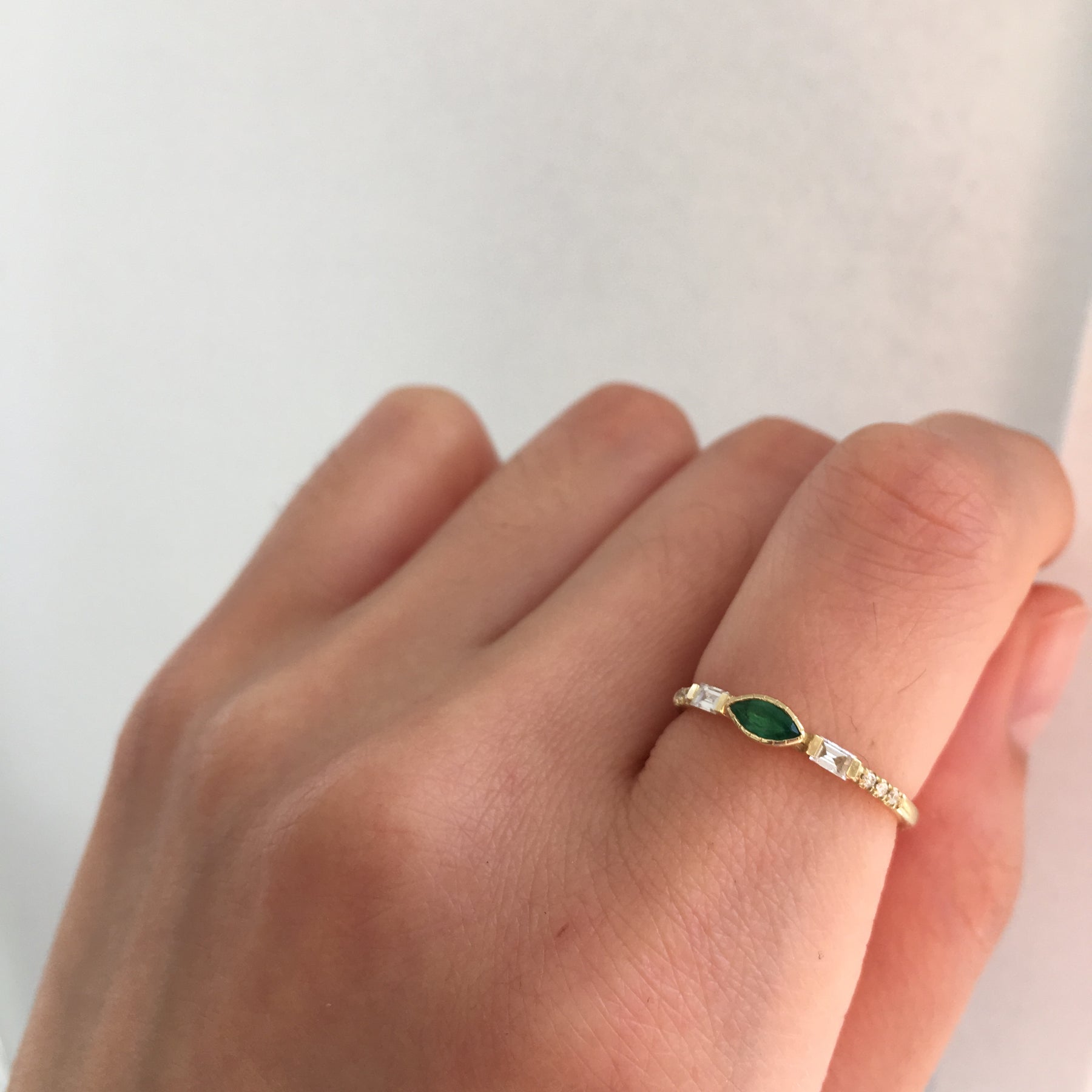 Emerald Marquise Baguette Equilibrium Ring