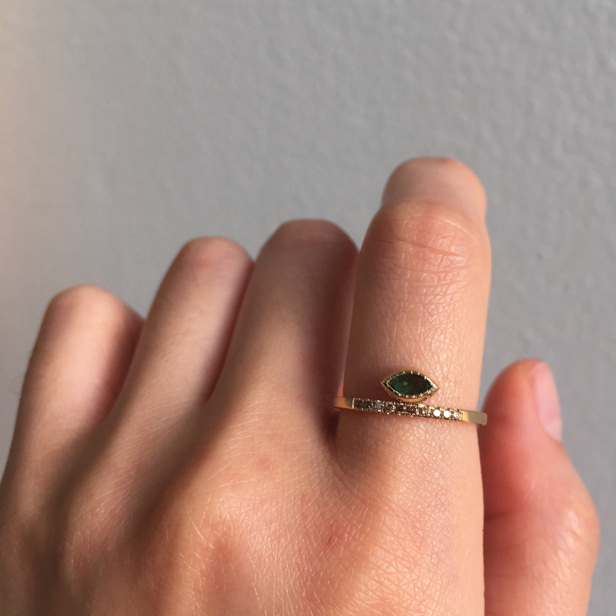 Marquise Emerald Balance Ring