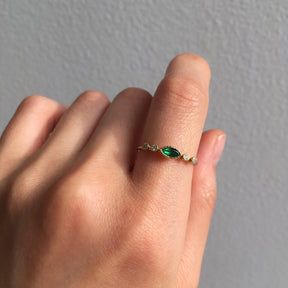 Marquise Emerald Dew Ring