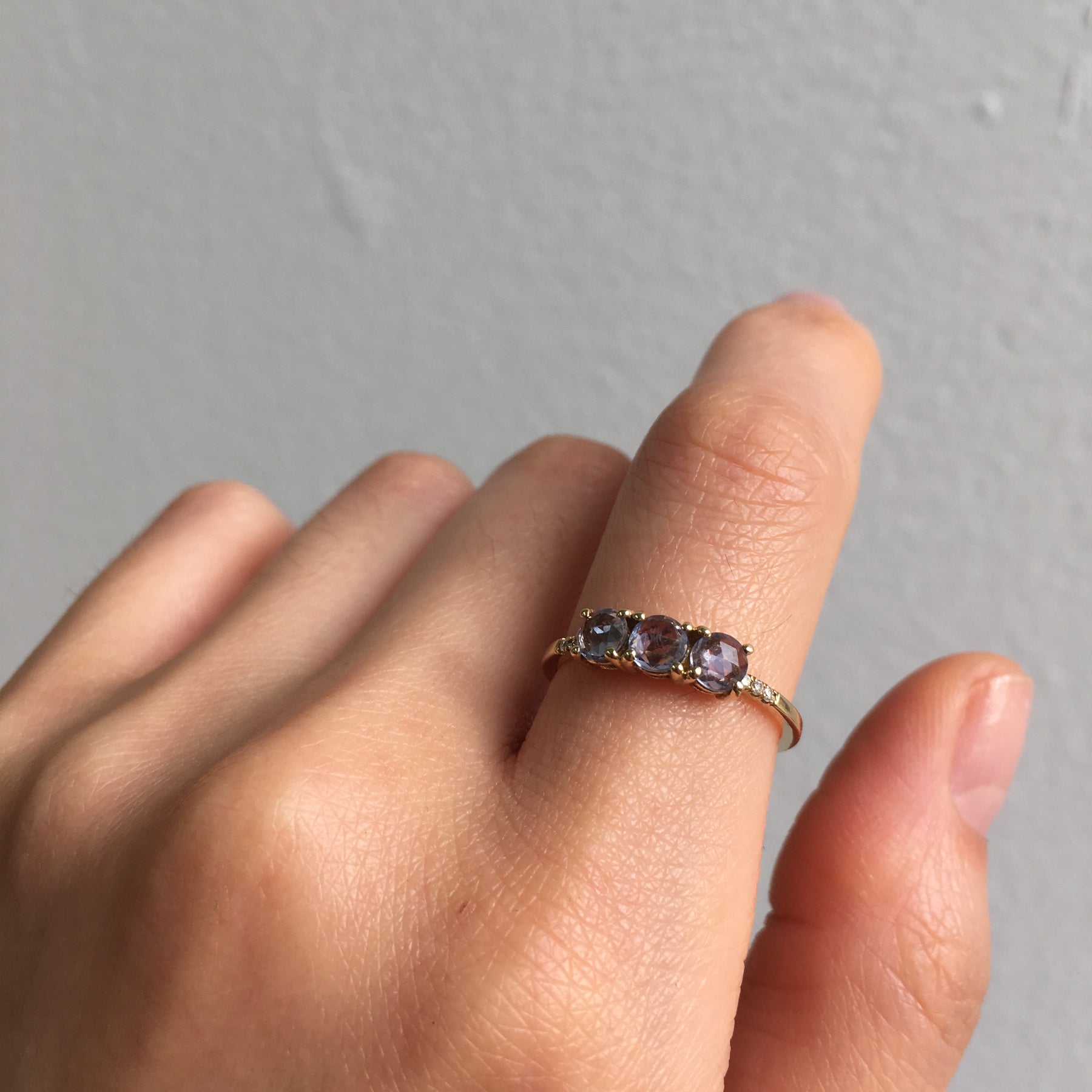 Rose Cut Sapphire Equilibrium Ring