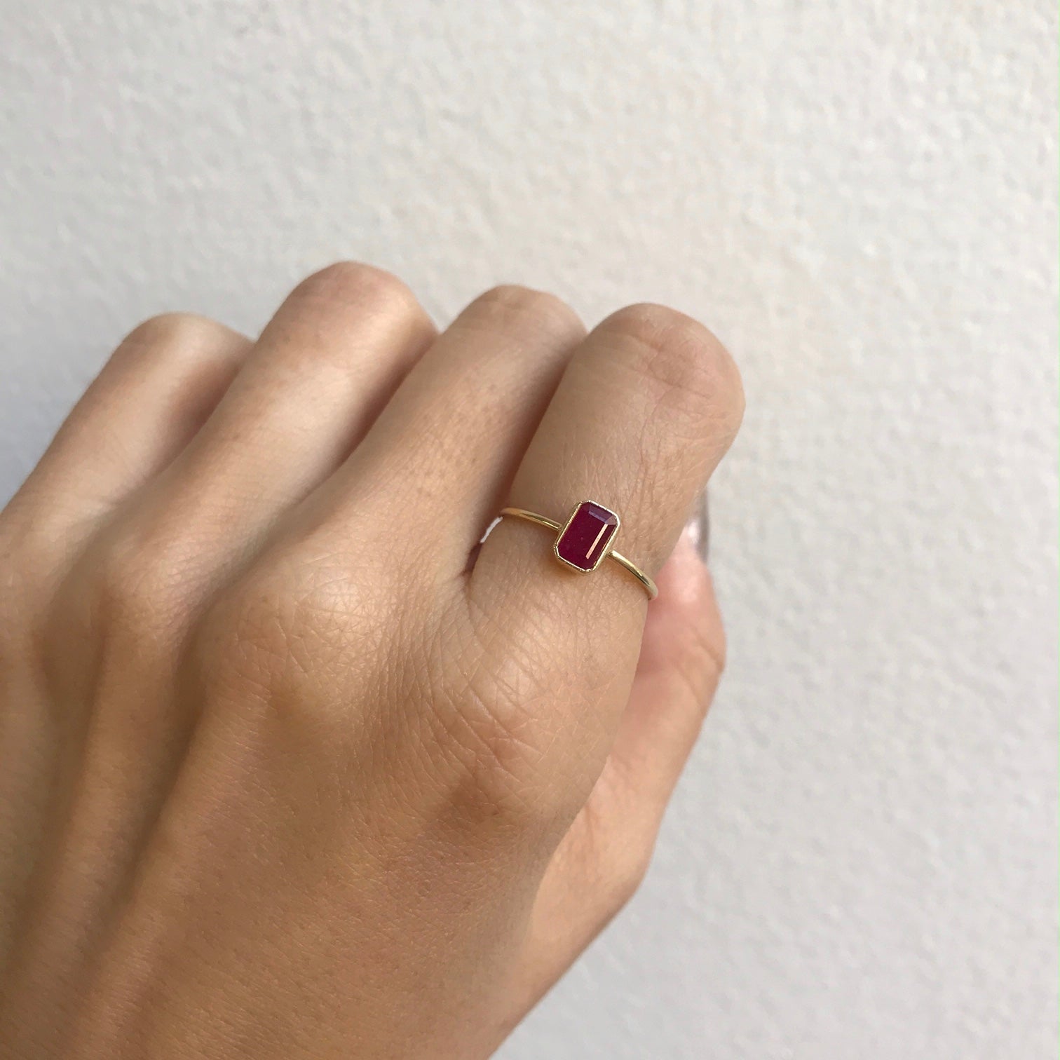 Emerald Cut Ruby Wisp Ring