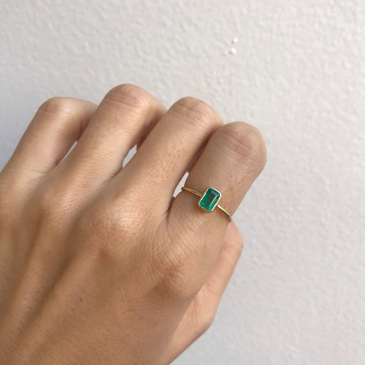 Emerald Cut Emerald Wisp Ring