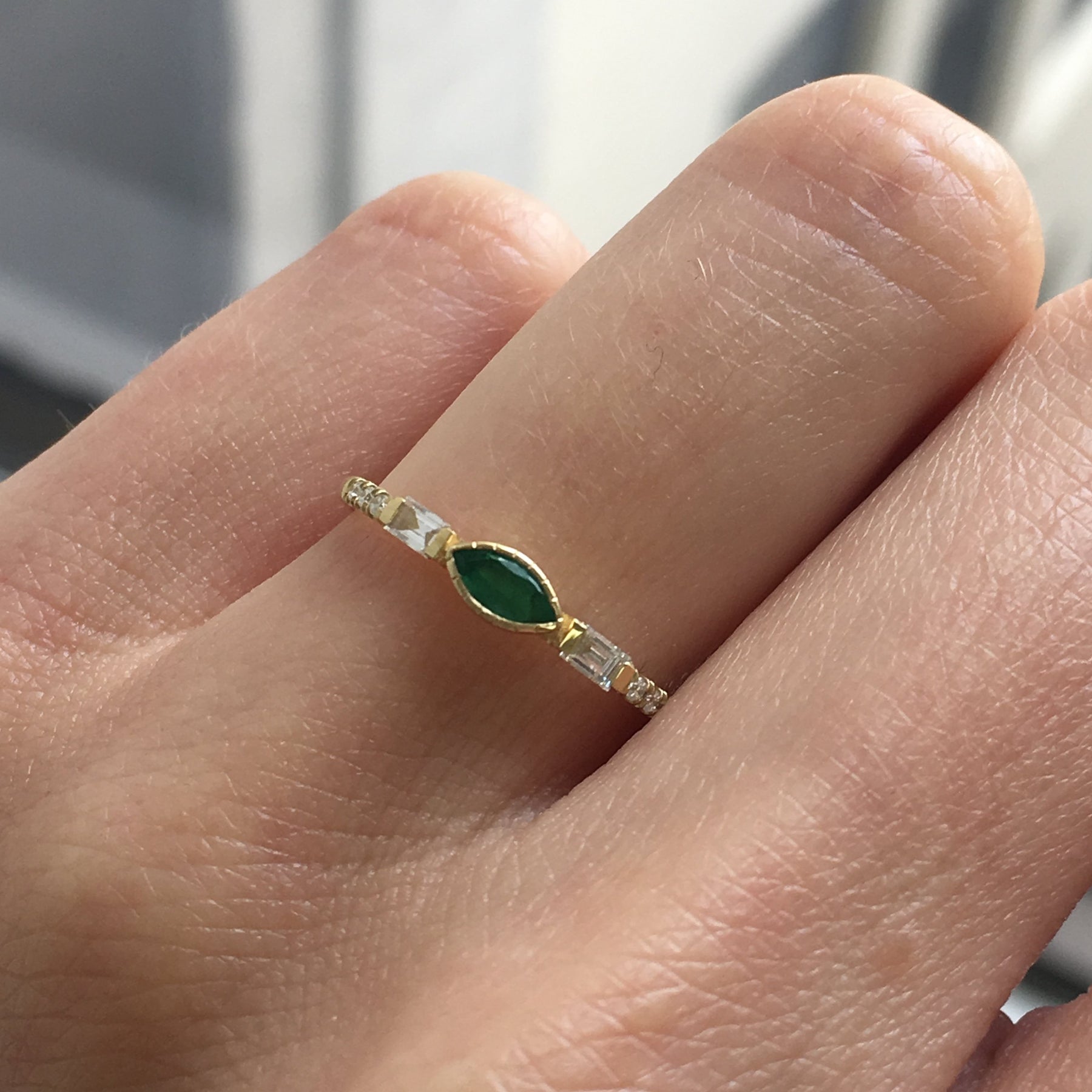 Emerald Marquise Baguette Equilibrium Ring