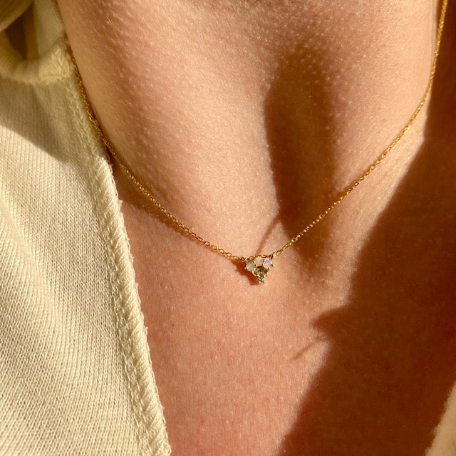 Opal Diamond Fan Necklace