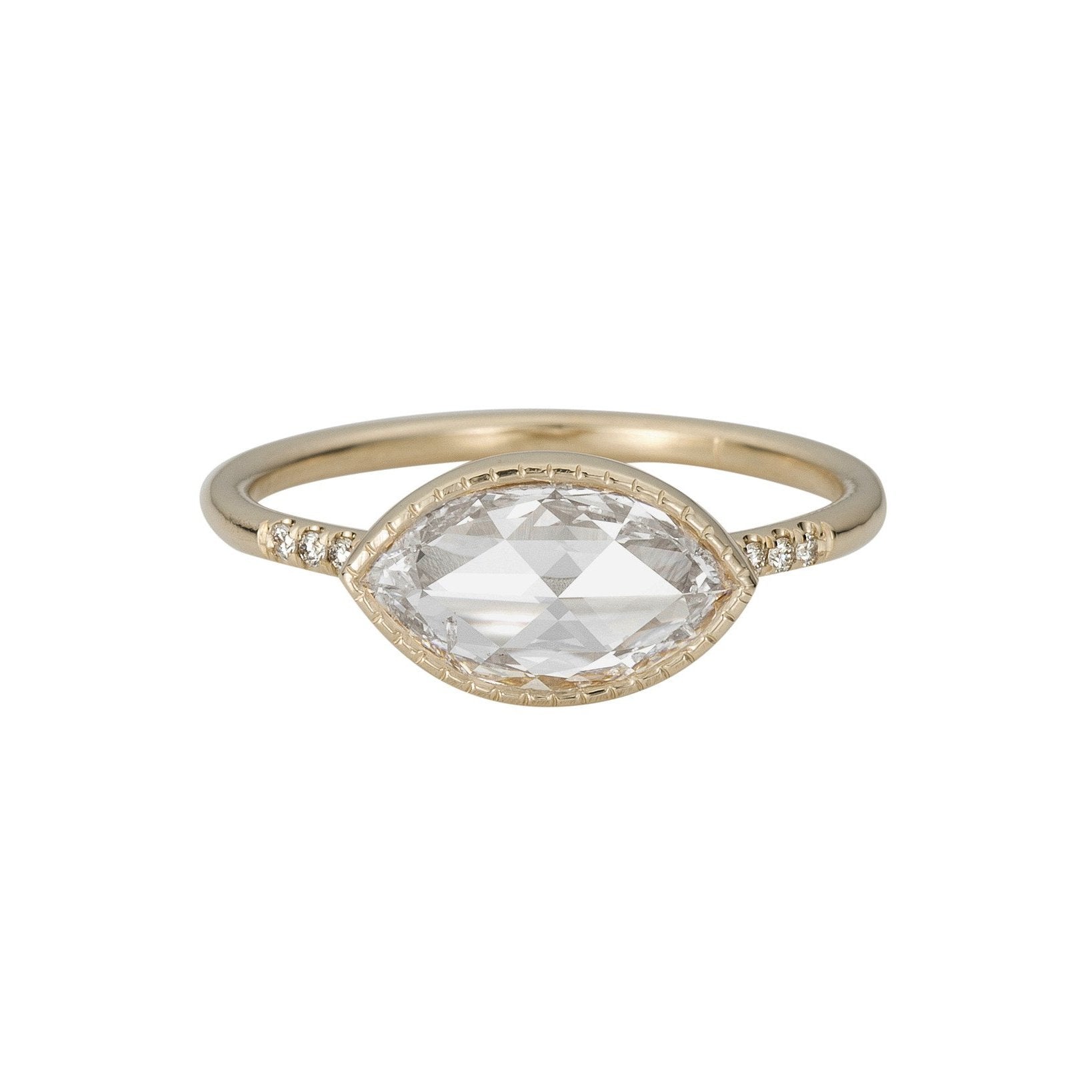 Rose Cut Marquise Diamond Equilibrium Ring