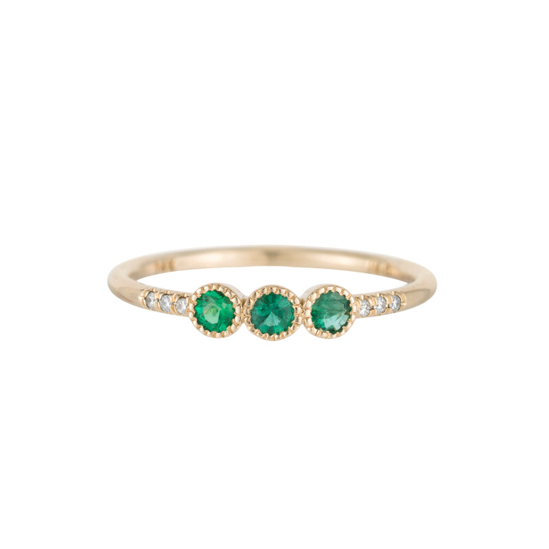 Equilibrium 3 Bezel Round Cut Emerald Ring