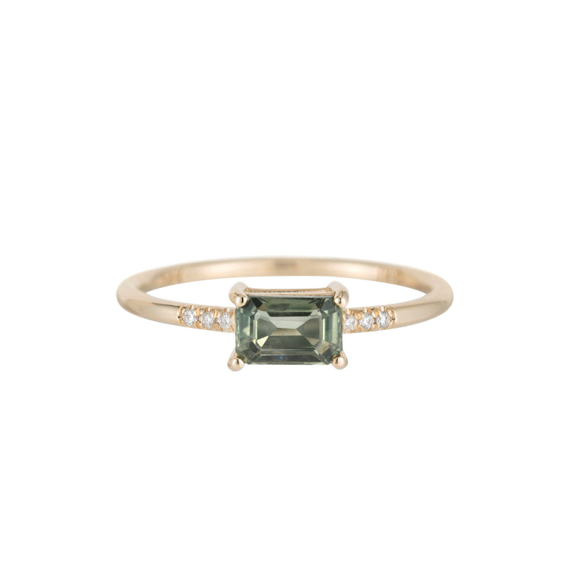 East West Green Sapphire Equilibrium Ring