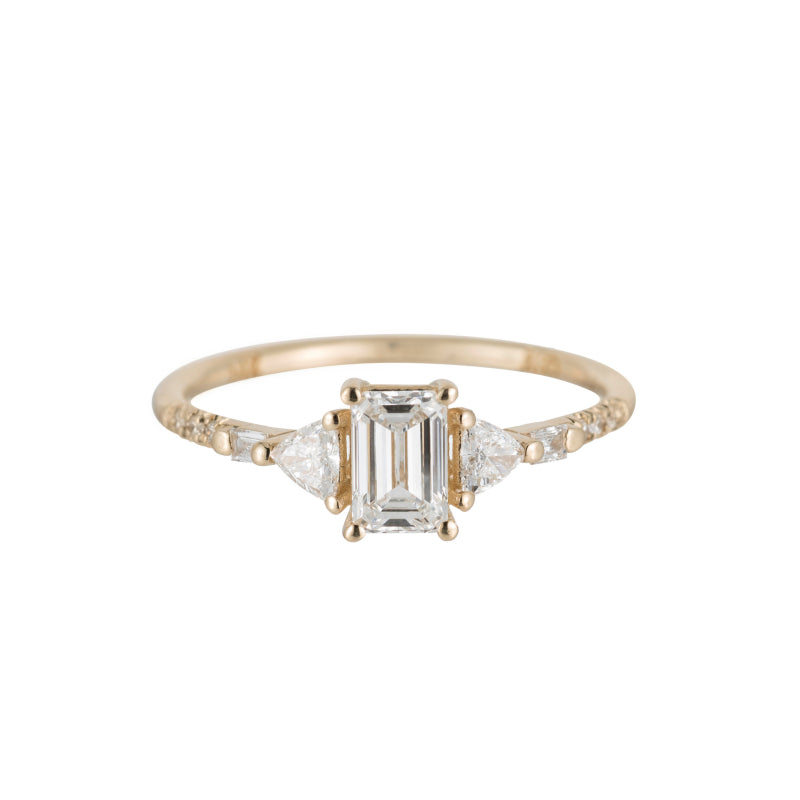 Emerald Cut Diamond Trillion Baguette Equilibrium Ring