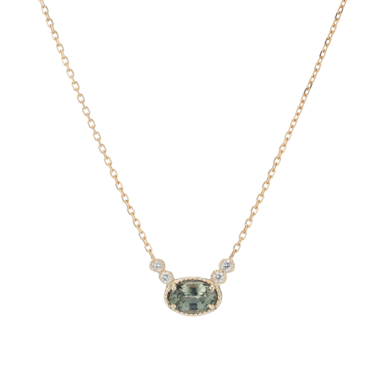 Green Sapphire Diamond Dew Necklace