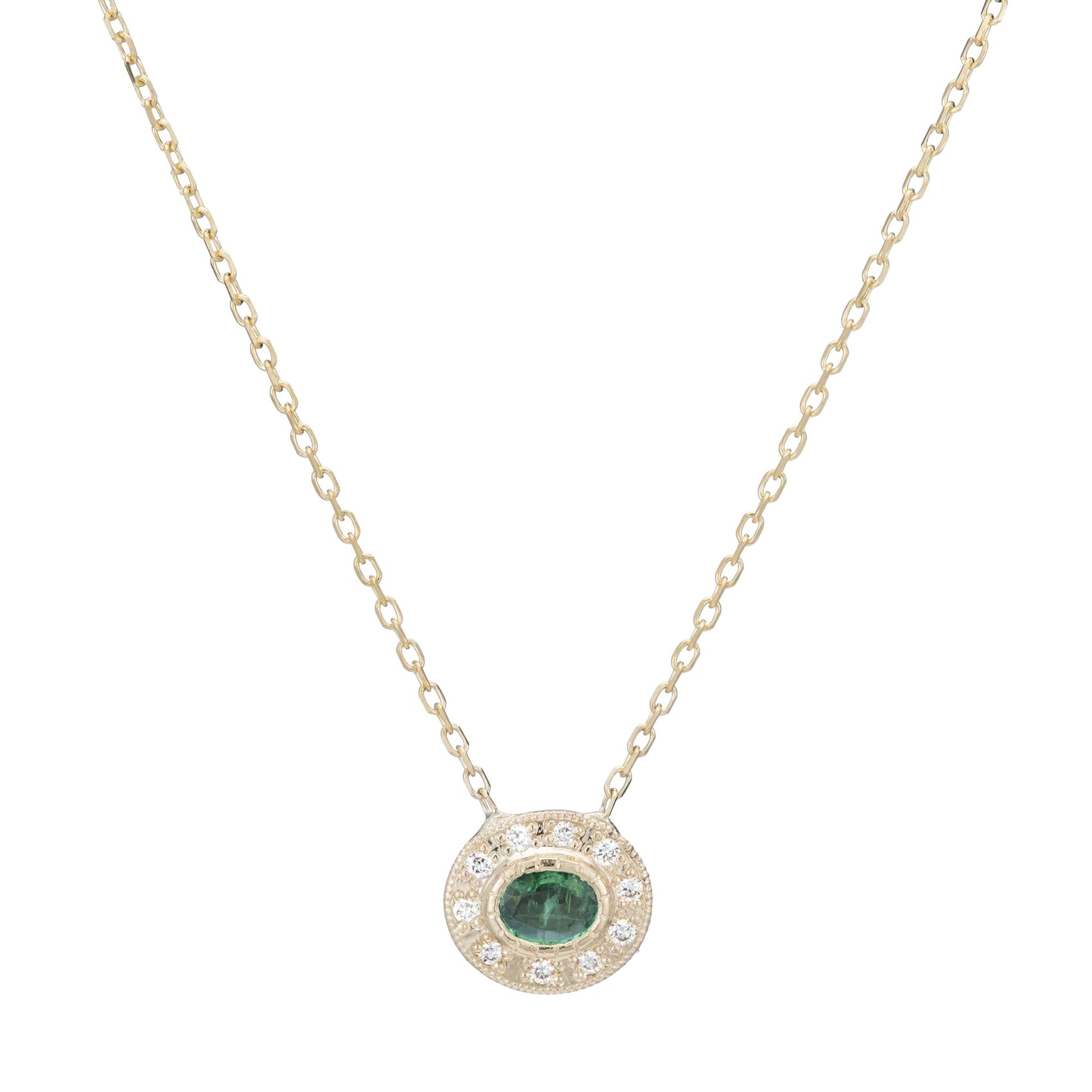 Emerald halo necklace Clearance