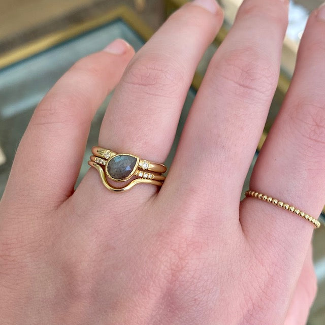 Labradorite Diamond Fan Ring