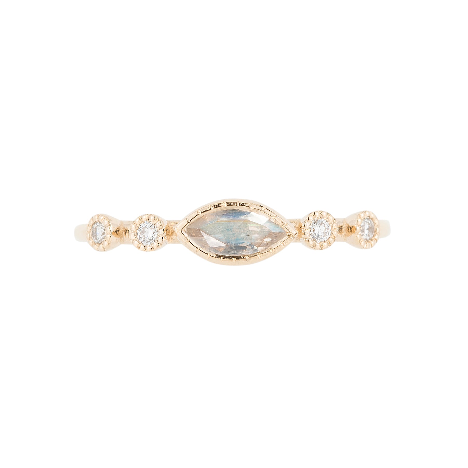 Moonstone Marquise Diamond Dew Ring