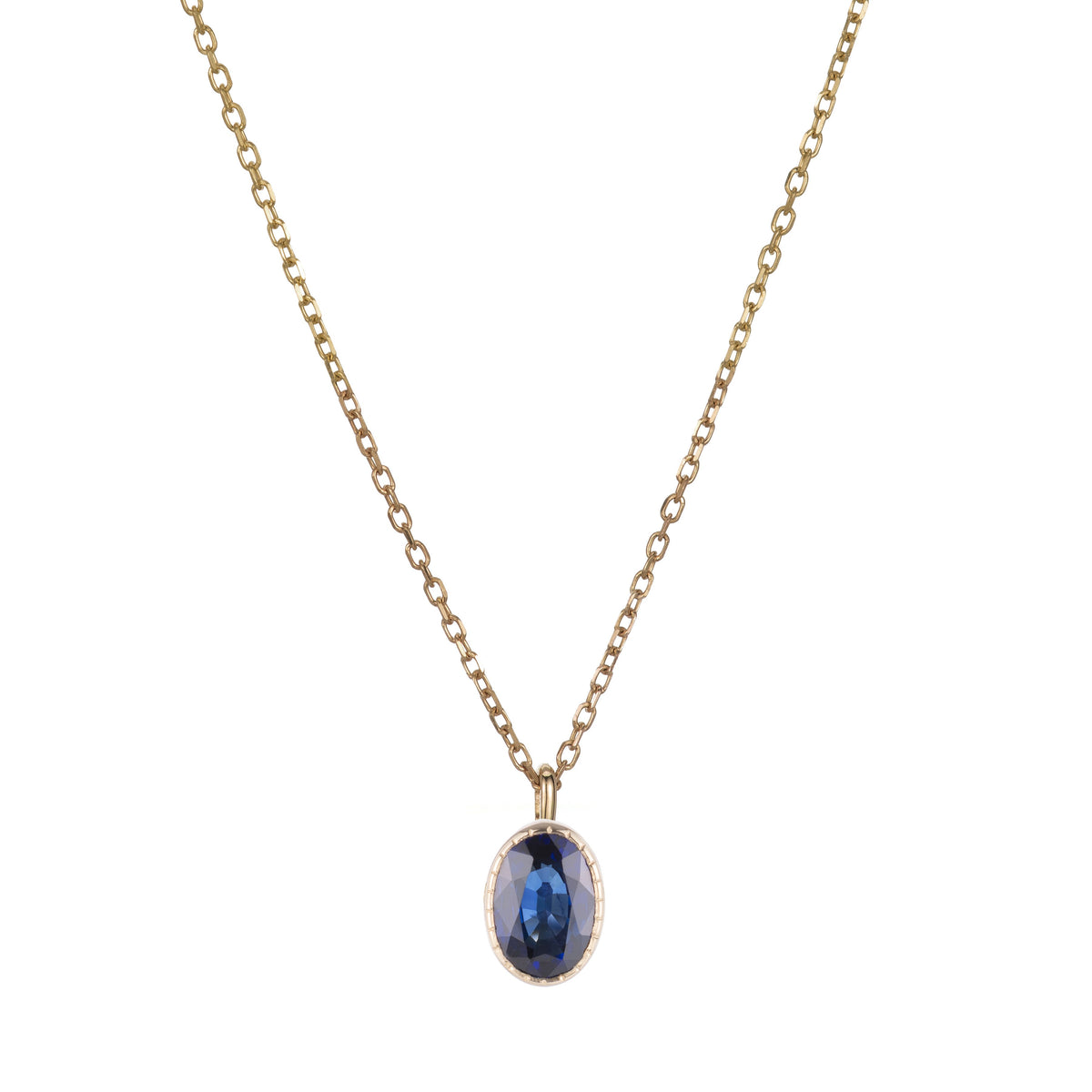 Oval Blue Sapphire Wisp Necklace (ready to ship option)*