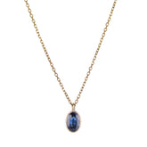 Oval Blue Sapphire Wisp Necklace (ready to ship option)*