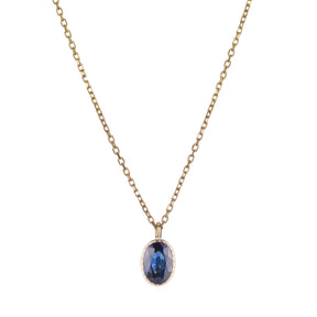 Oval Blue Sapphire Wisp Necklace (ready to ship option)*