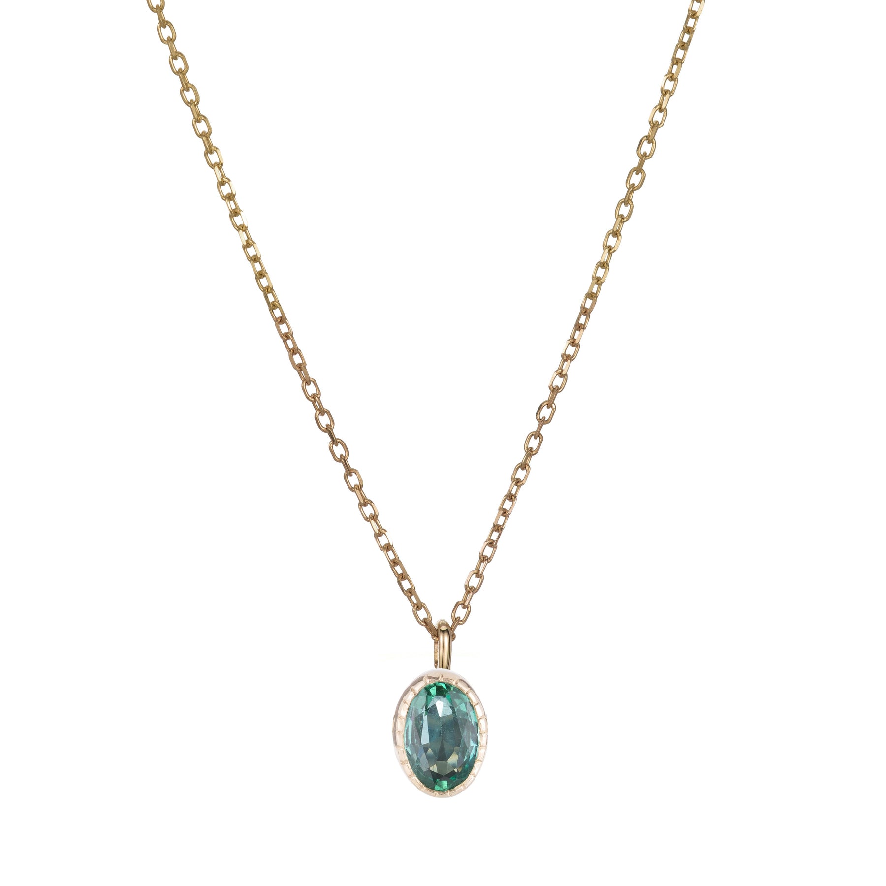 Oval Emerald Wisp Necklace (ready to ship option)*