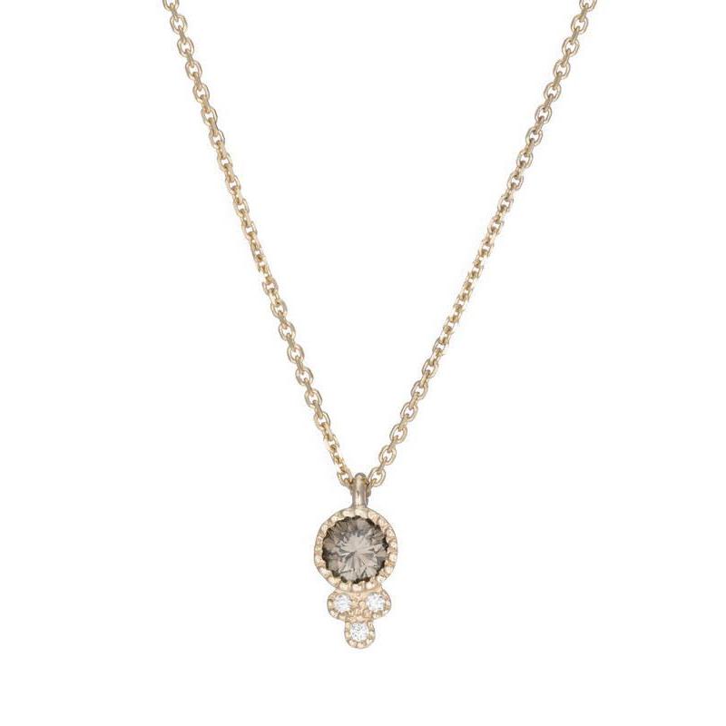 Round Champagne Diamond Crown Necklace