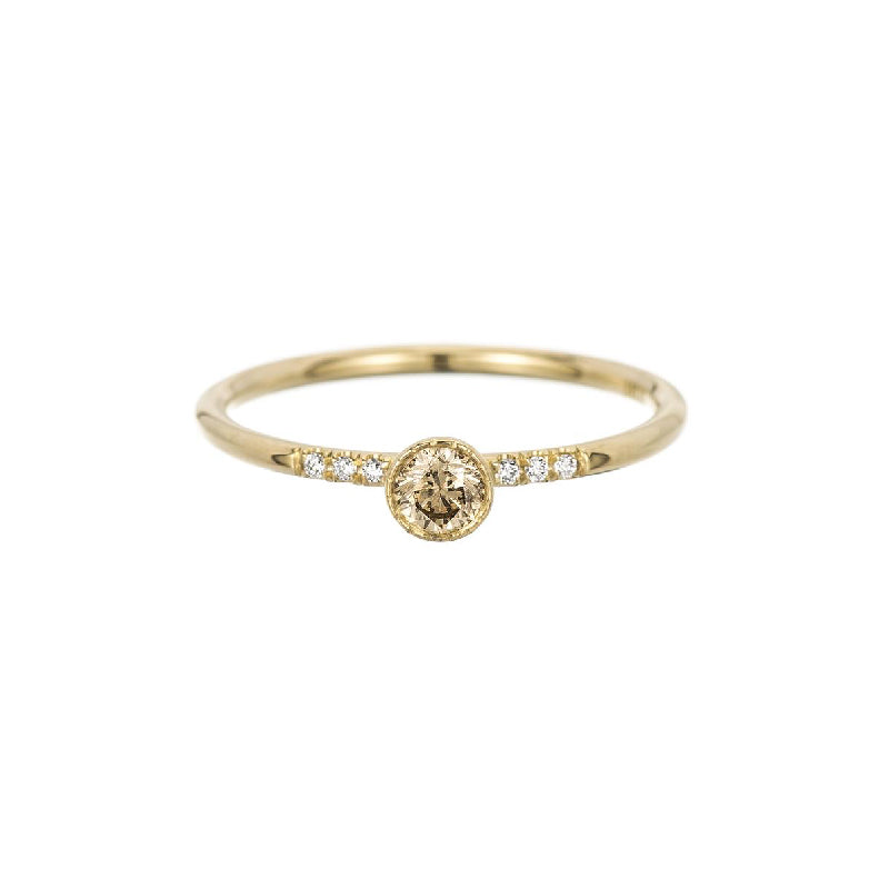 Round Champagne Diamond Equilibrium Ring