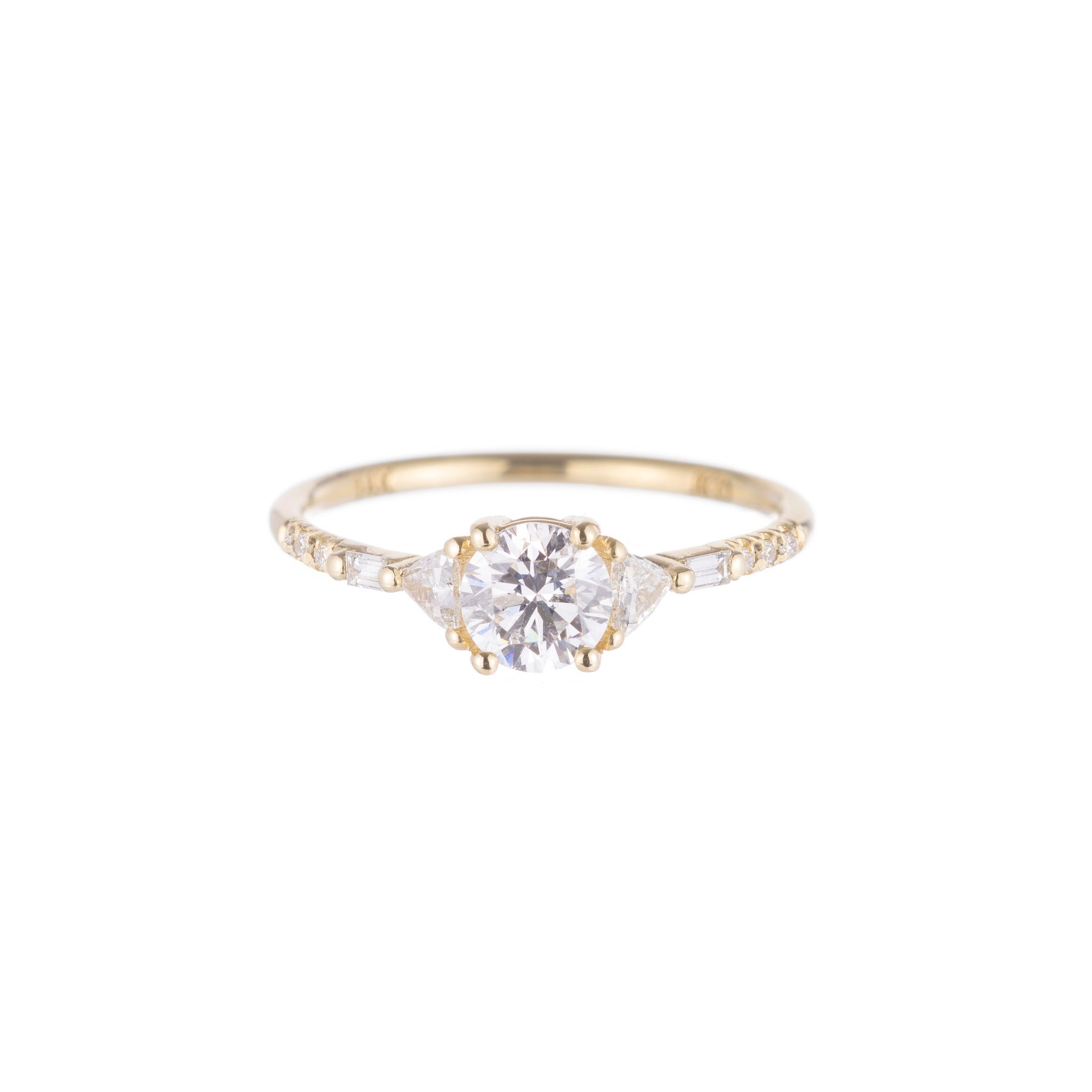 Round Diamond Trillion Baguette Equilibrium Ring