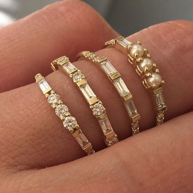 JKD stack of baguette style rings